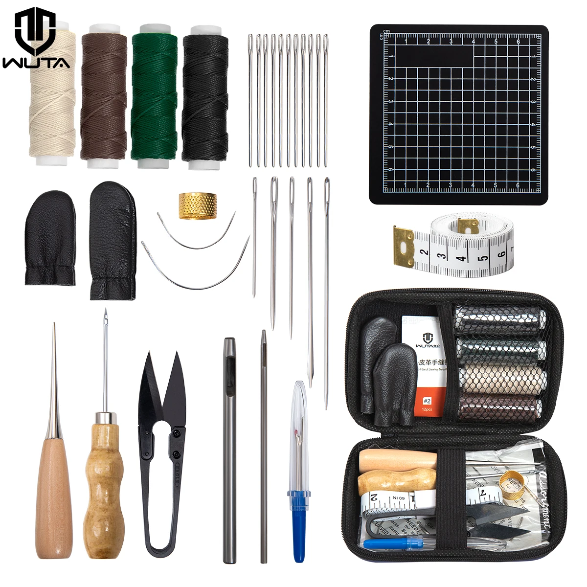 Leather Repair Kit Shoe Sewing Furniture Sofa Repair Working Tool Set Waxed Thread Craft Tools Hand Stitching Quilting Awl