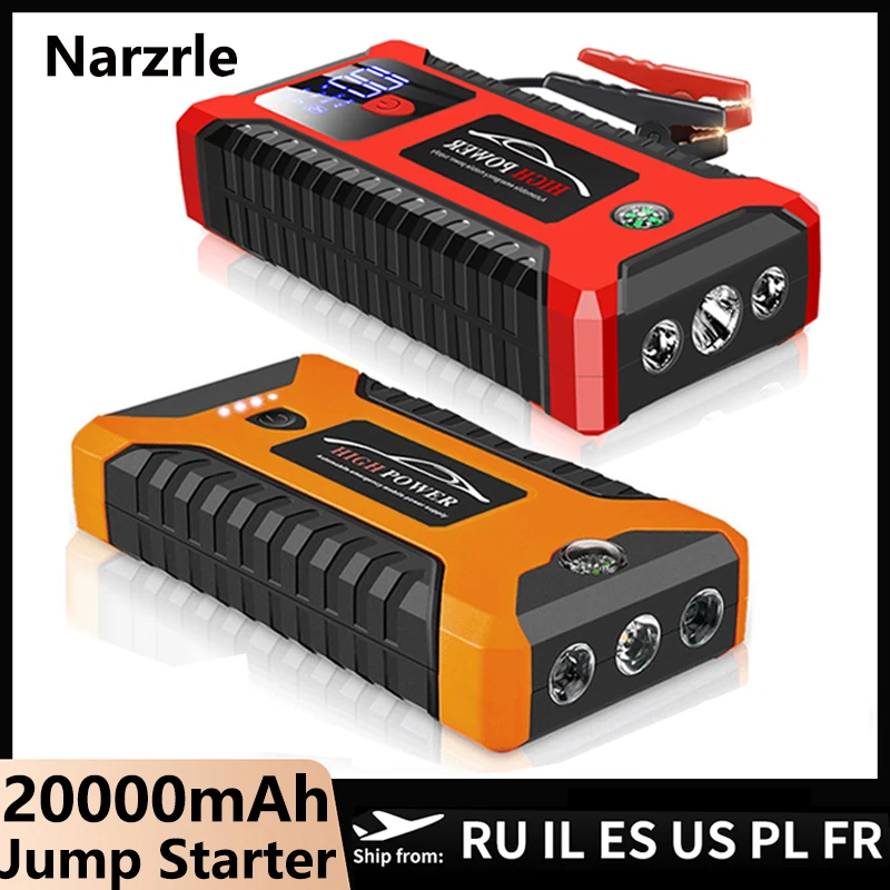 12V 20000mAh 3 USB Portable Car Jump Starter Booster Charger Battery Power Bank 