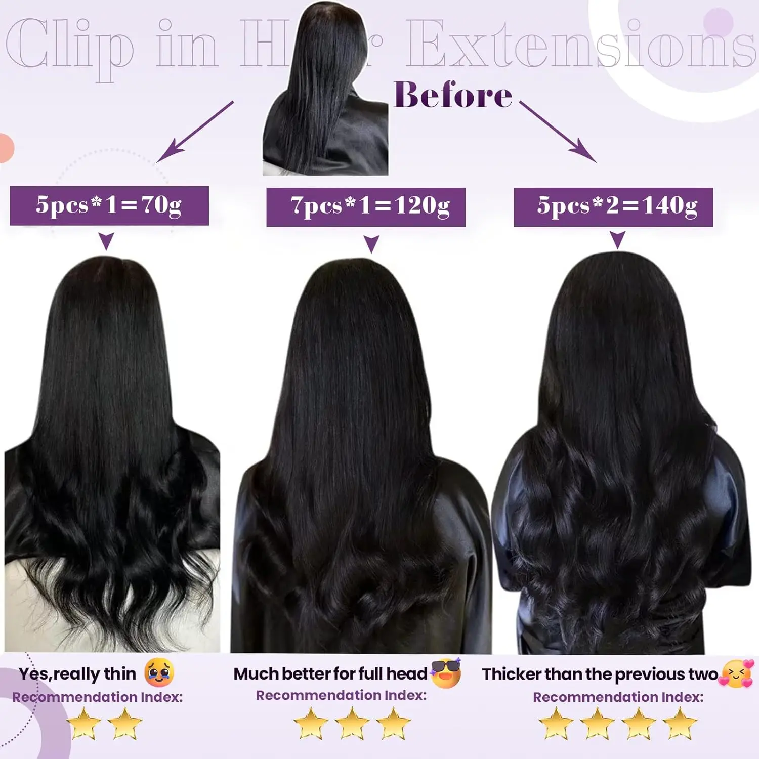 LaaVoo Remy Clip in Hair Extensions For Women Full Head 100% Real Brazilian Human 12-22inch Light Color Double Weft Clip in Hair