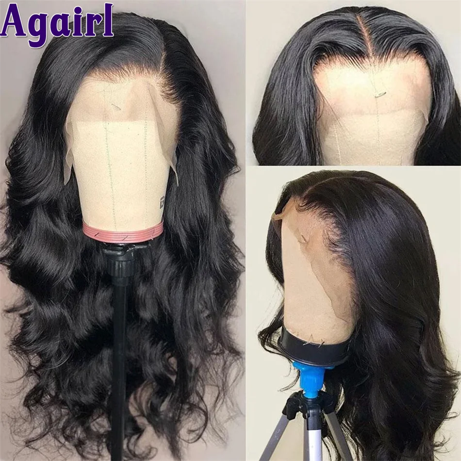 Highlight Red And Black Split Human Hair Wigs With Red Streaks 13X6 Lace Frontal Wig 180% Density 13X4 Lace Front Body Wave Wigs