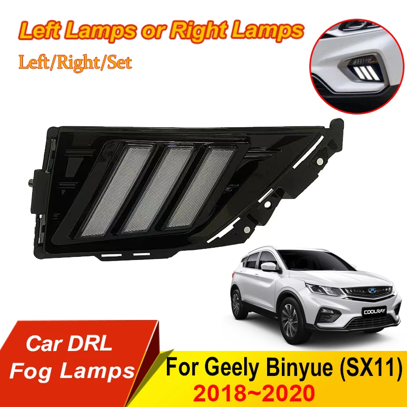 지리 비뉴 쿨레이 SX11 2018 2019 2020용 차량 DRL 안개등, 지시등, 앞 좌측 라이트, DRL 안개등, 자동차 액세서리