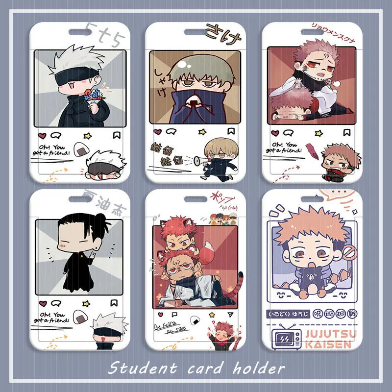 Anime Jujutsu Kaisen Card Holder With Keychain Gojo Satoru Yuji Itadori