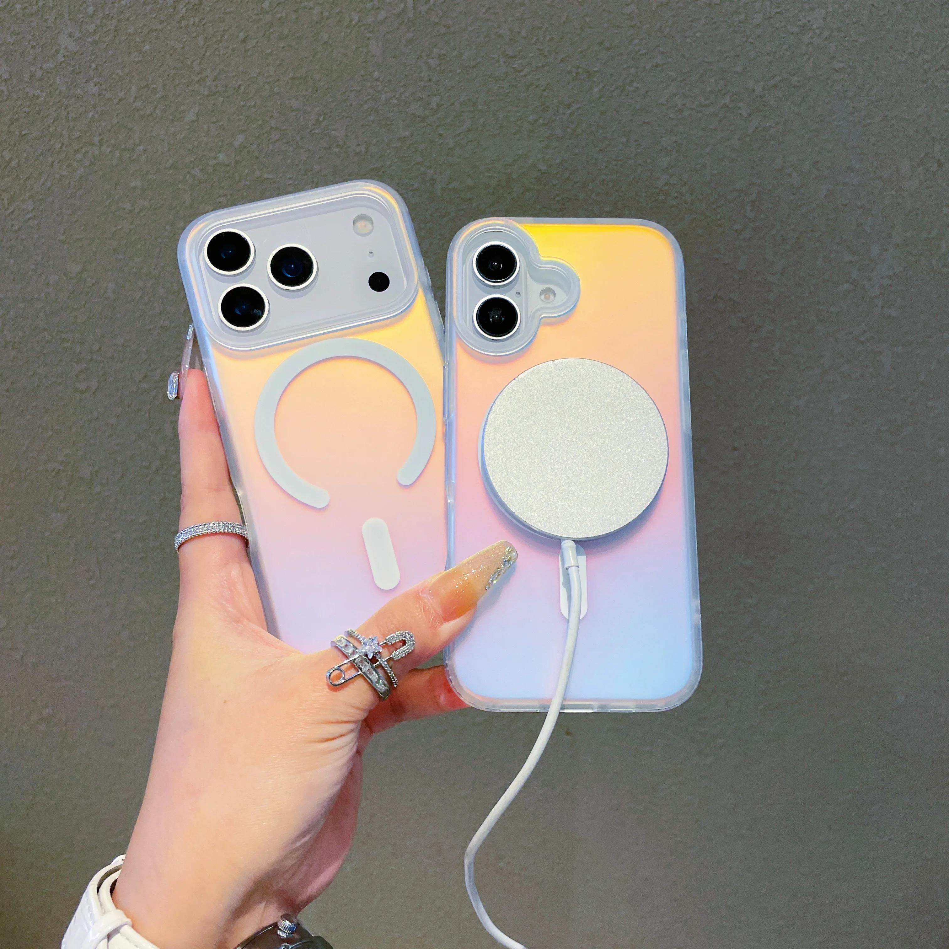 Enhanced Laser Color-Changing Matte Phone Case with Gradient Sunset Sky