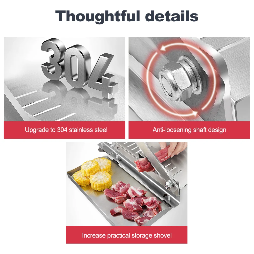 Food Beef Cutter Slicing Stainless Steel Fish Frozen Meat Bone Chopping Knife Easy-Clean Home Cutting Kitchen Tool