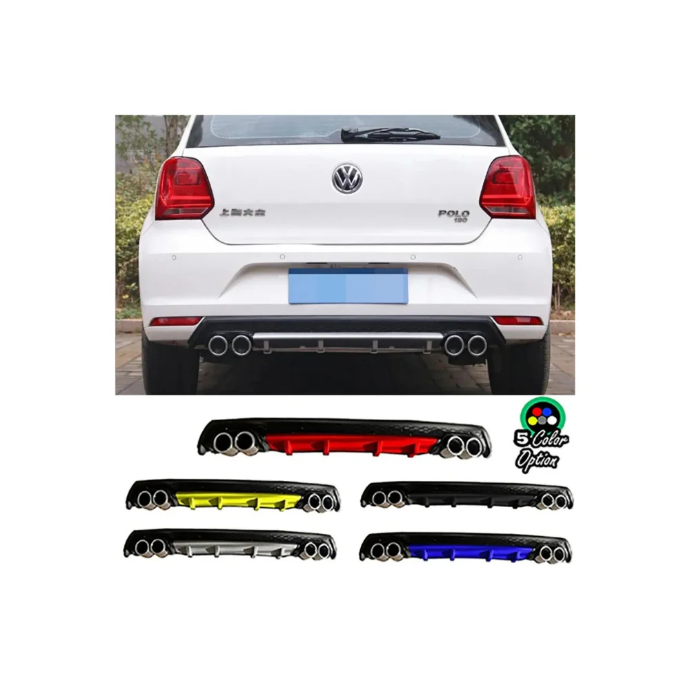 Per Volkswagen Polo Mk5 Diffusore Paraurti Posteriore Per Auto Nero Abs Plastica Car Styling Spoiler Deflettore Body Kit Splitter Lip Tuning