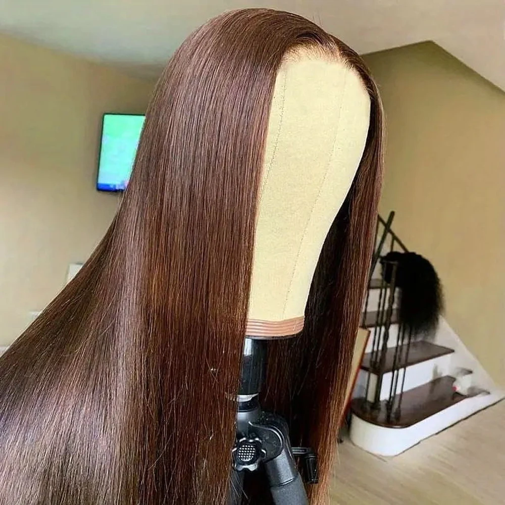 30 Inch Bone Straight 13x4 Synthetic Lace Front Wigs Pre Plucked Heat Resistant Fiber Free Parting Natural Hairline Glueless Wig 4
