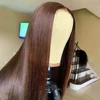 30 Inch Bone Straight 13x4 Synthetic Lace Front Wigs Pre Plucked Heat Resistant Fiber Free Parting Natural Hairline Glueless Wig 4