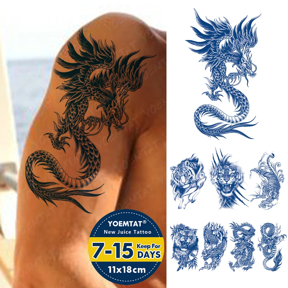 

Semi-Permanent Chinese Flying Dragon Juice Ink Lasting Tattoos Waterproof Temporary Tatto Stickers Body Art Fake Tatoo Women Men