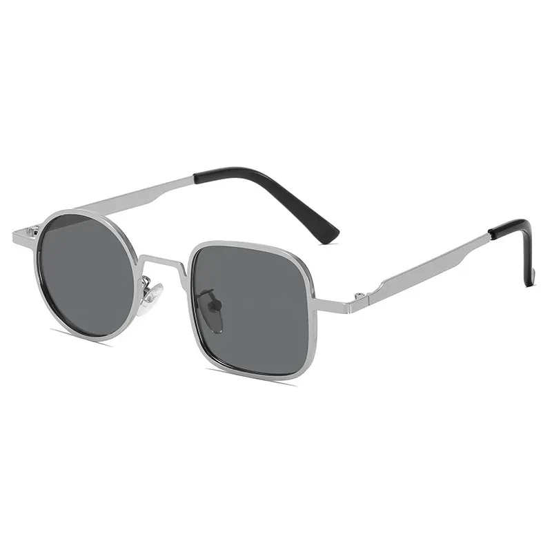 Vintage Asymmetric Metal Frame Sunglasses - Unisex Round & Square Design