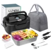 ​Boîte à Déjeuner Électrique Chauffante 2-en-1 – Gamelle Bento Portable en Acier Inoxydable (1.5L - 60W / XXL 2.5L - 90W) – 12V/24V/220V pour Voiture, Camion et Bureau 8