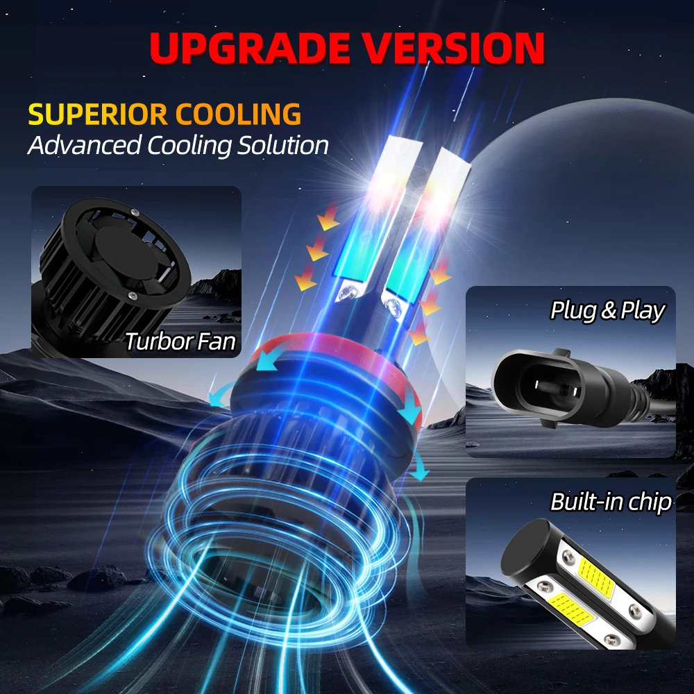 2/4/6Pcs LED 30000LM 헤드라이트 전구 Canbus 고출력 6000K 안개등 닛산 베르사 2021 2022