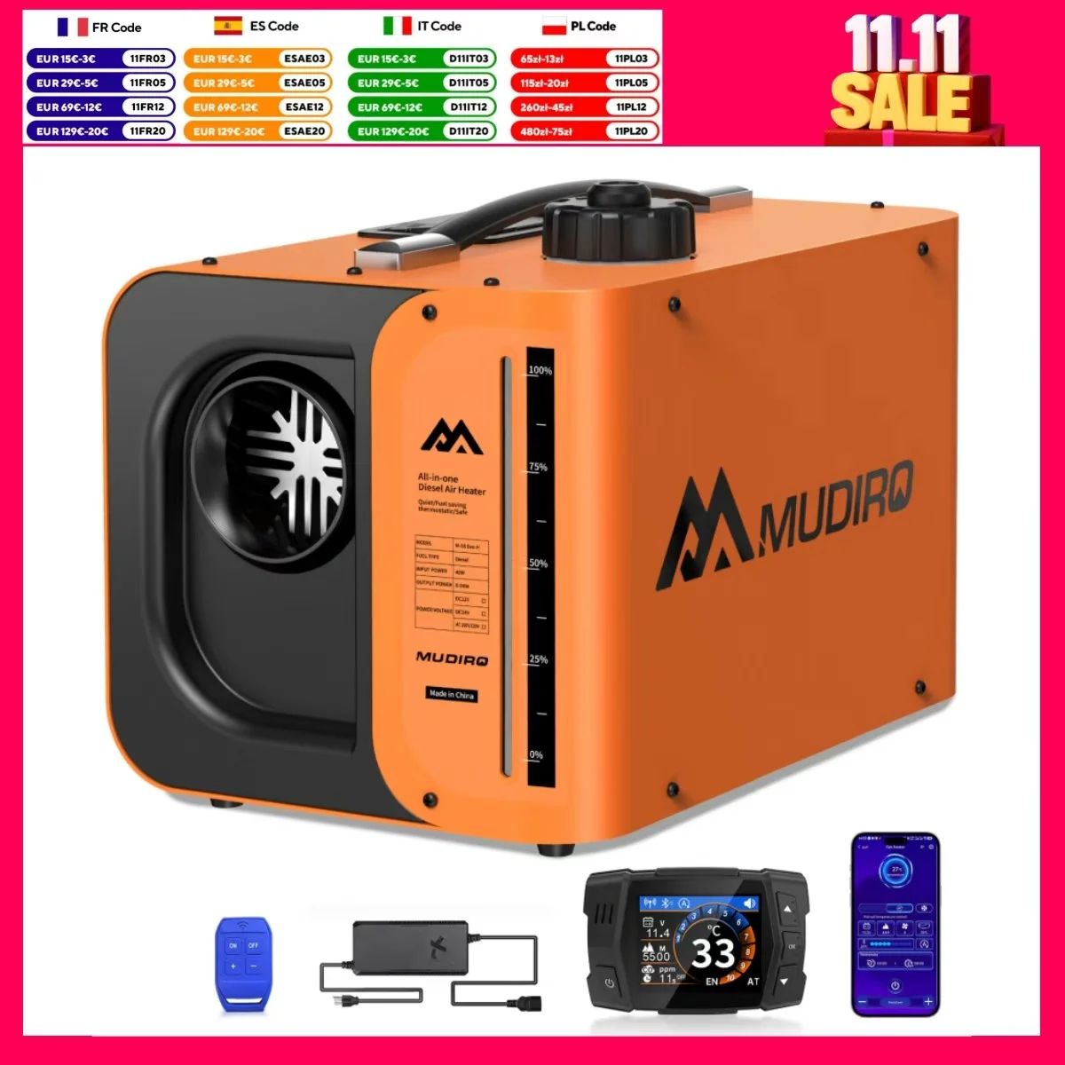 12V/24V/240V Mudiro 8KW Diesel Heater z EU za $115.49 / ~431zł