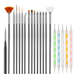 Vibrant Precision Nail Art Tool Set with Dual - Tip Brush and Drill Pen (Black 20pcs)