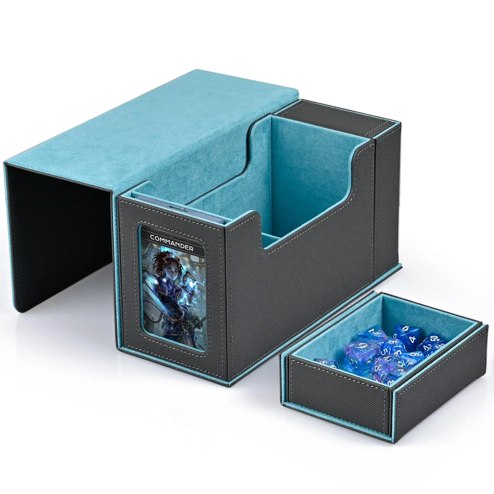 15821-20faed.jpeg Card Deck Box with Display Window, Fits 200 Double-Sleeved Cards with Dice Tray