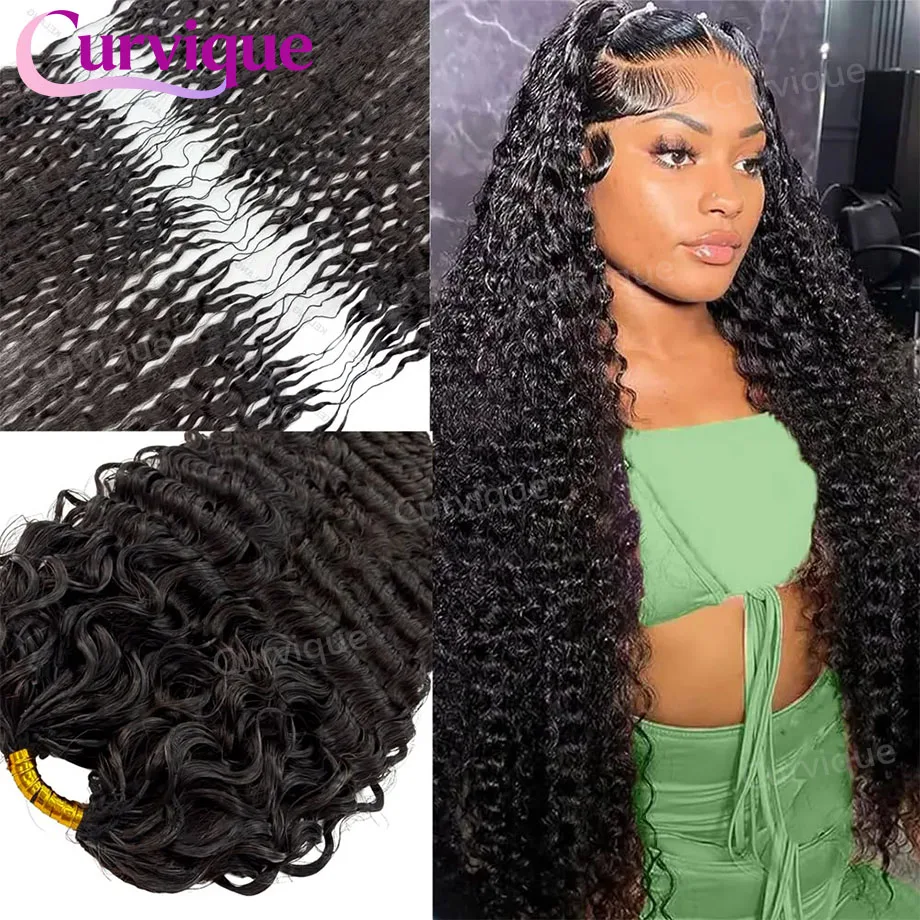 Curly Crochet Hair Pre Separated Knotless Human Hair Deep Wave Curly Bundles Crochet Human Hair Extensions For Black Women 1