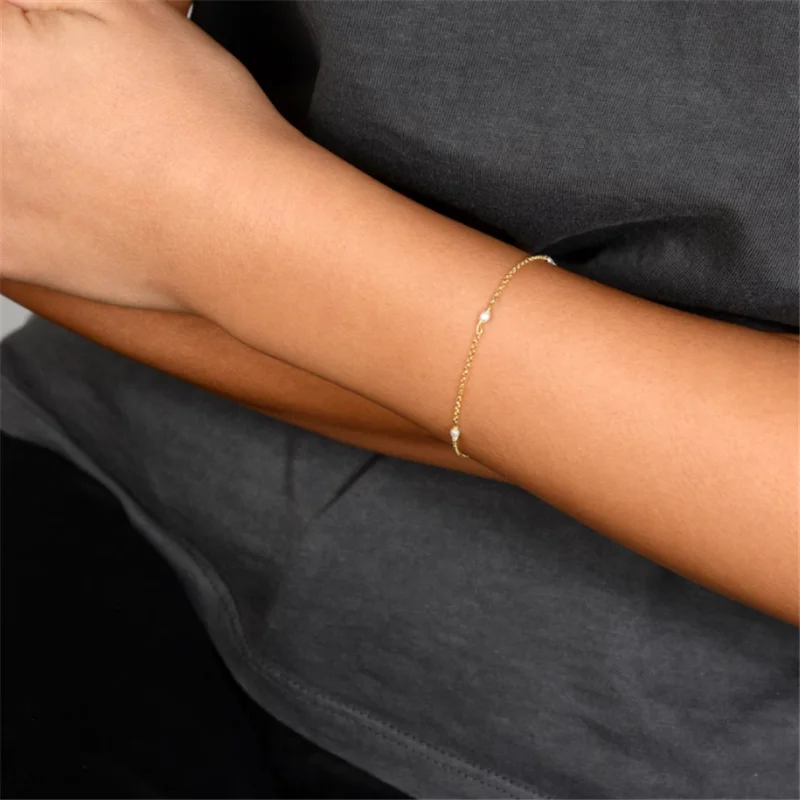 Bracciale Donna Con Perla D'Acqua Dolce Naturale E Catena In Oro 14K - Delicato, Ipoallergenico, Fatto A Mano