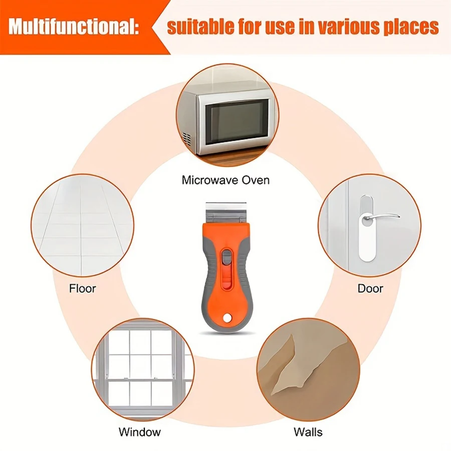 Portable Cleaning Tool Ceramic Glass Razor Blade 10 Blades Telescopic Adjustment Knife Cleaning Scraper Tool Removing Labels Stickers