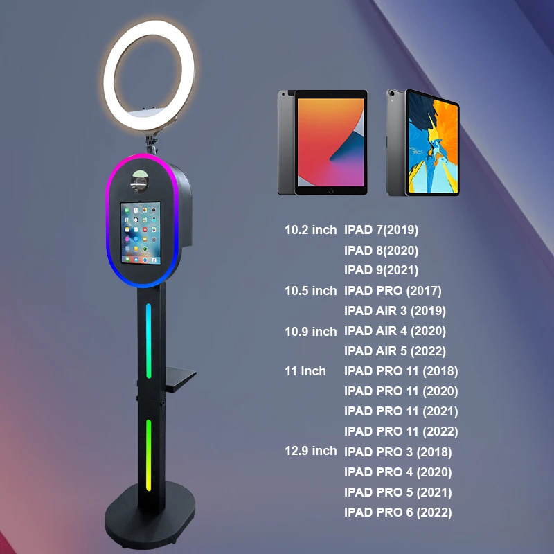 뜨거운 판매 10.2 11 12.9 iPad 사진 부스 스탠드 Selfie 사진 부스 쉘 Ipad 및 DSLR 생일 파티를위한 링 라이트