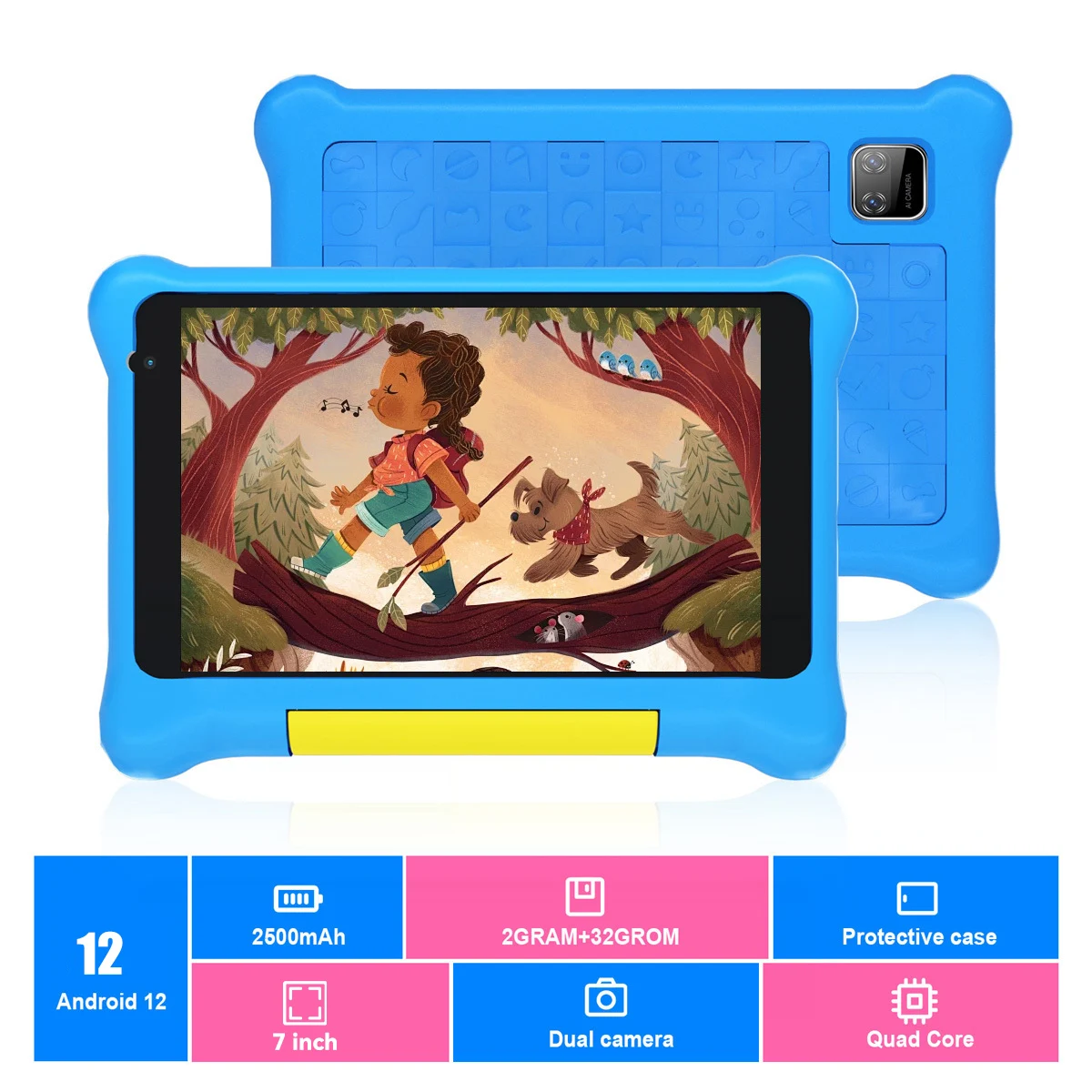 TK707 Kid Tablet 7 inch Android 13 Quad Core 5GB RAM 32GB ROM 128GB Expand WiFi Bluetooth Children's Gift Kids Software Game Pad 4