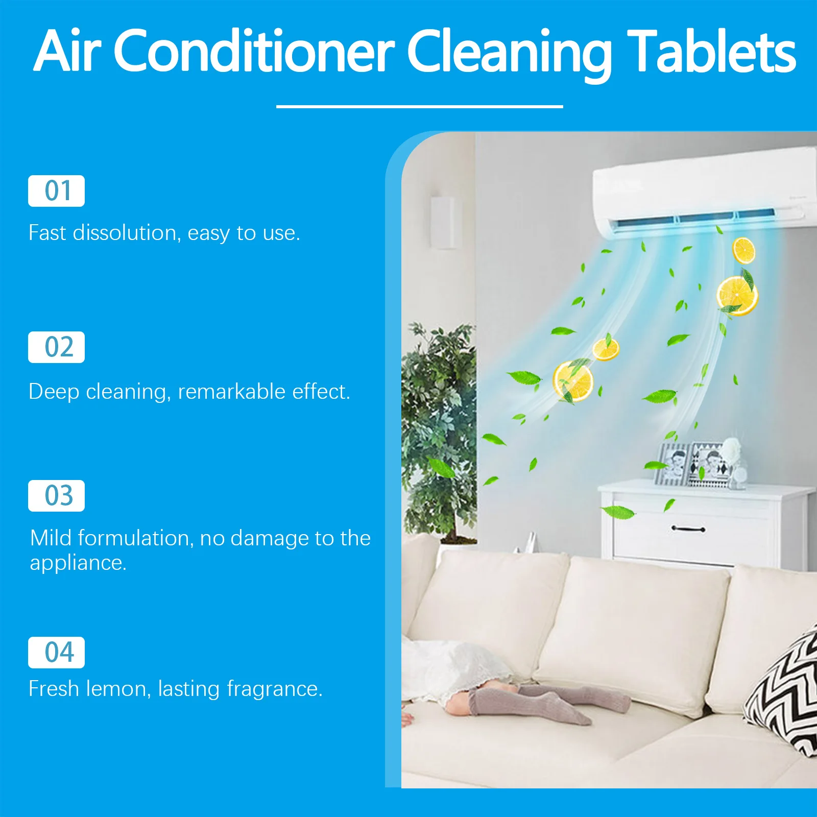 Jakehoe 20pcs Air Conditioner Cleaner Tablets Foam Descaling Condenser Coil Deodorizer Conditioner Maintenance Cleaning Tablets