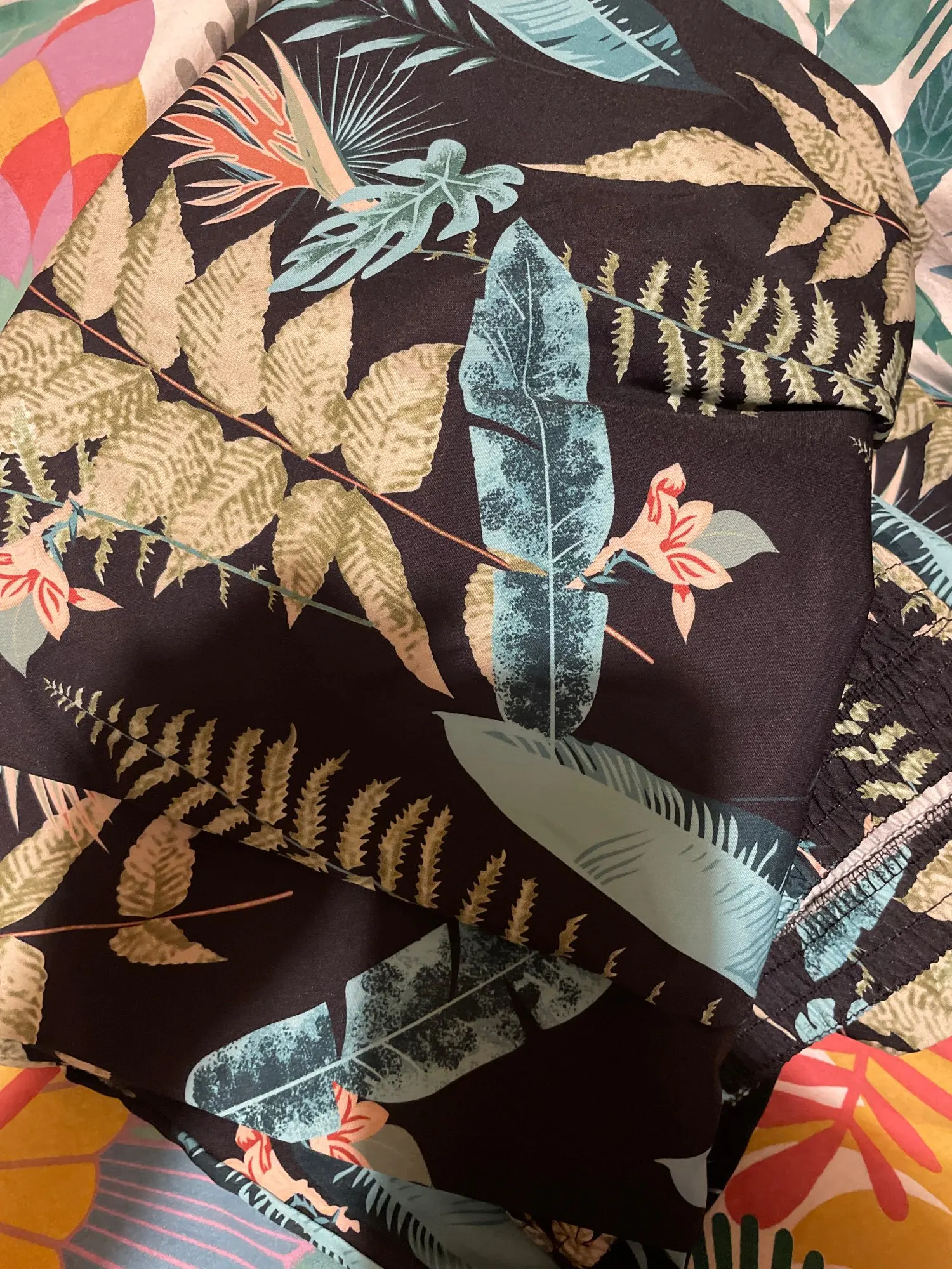 Women's High Waist Floral Straight-Leg Ice Silk Pants photo review