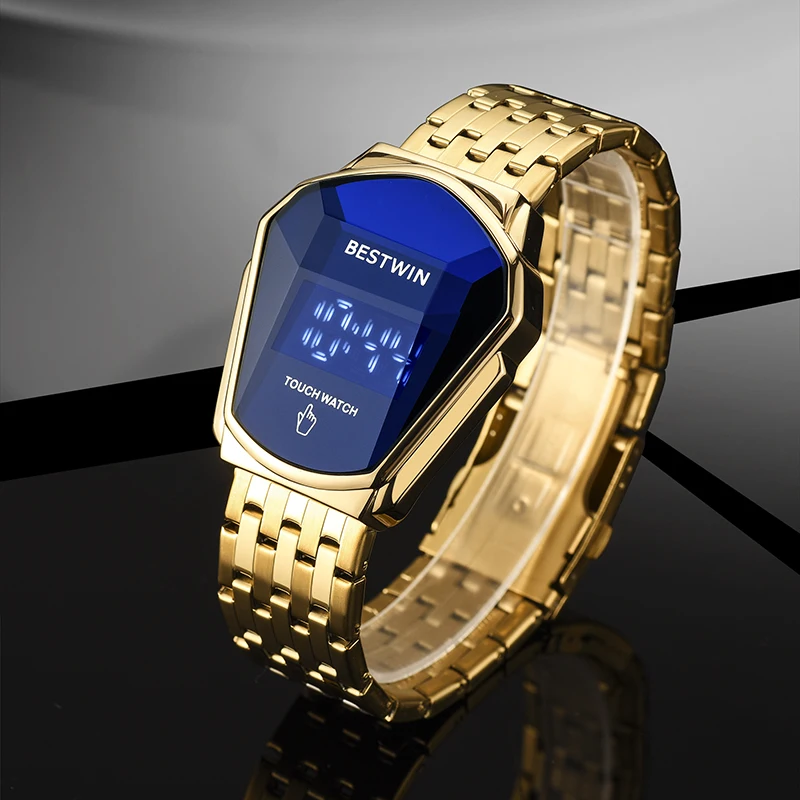 BESTWIN Watches for Men Luxury Brand Steel Wristwatch Waterproof Military Sport Digital Male Clock Silicone Relogio Masculino