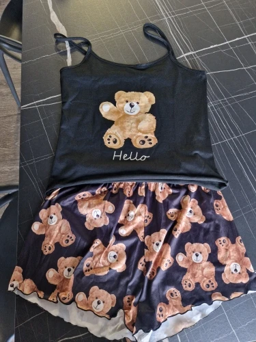 Charming Black Bear Print Pajama Set for Cozy Relaxation photo review