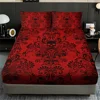 Skull Floral Design 3-Piece Bed Sheet Set - 100% Polyester, Digital Print, Breathable All-Season Fitted Sheet and Pillowcase Set 2