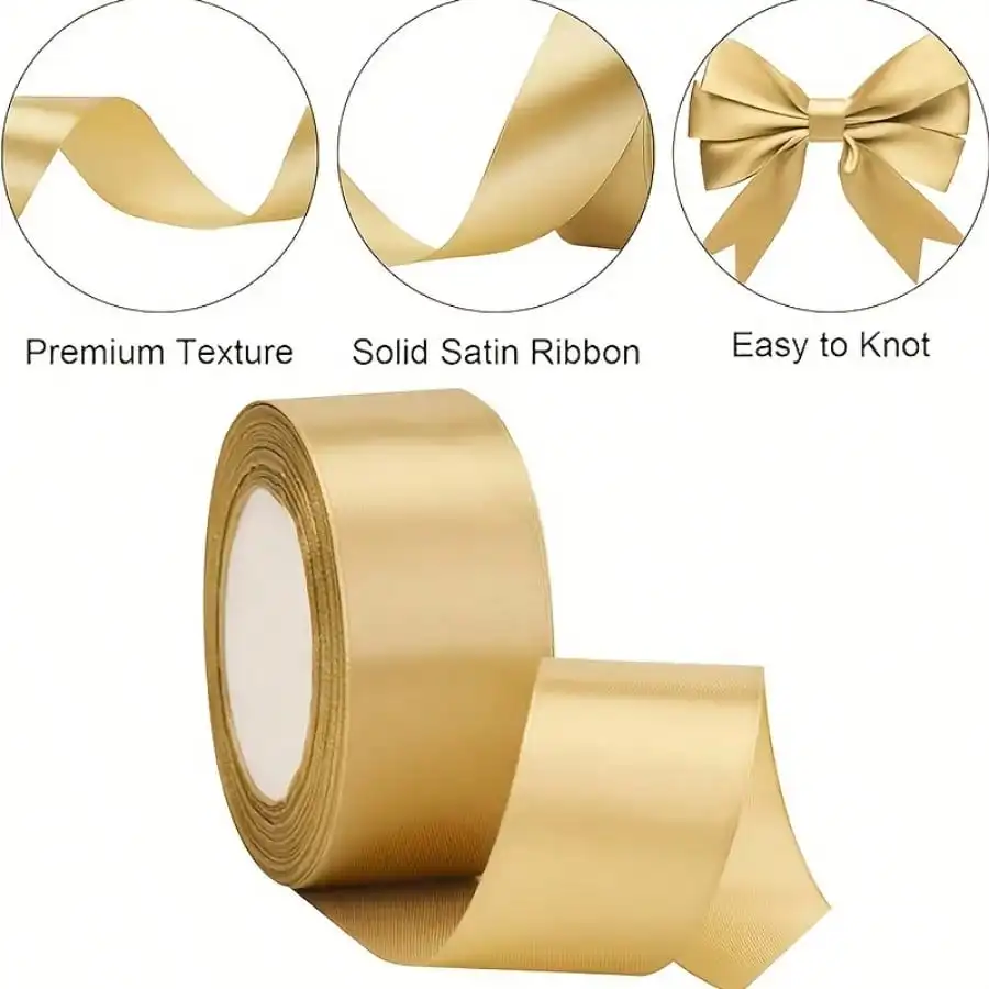 1 Piece Gold Ribbon Elegant Shiny Surface Treatment Suitable for Gift Packaging Wedding Decoration Bouquets Etc