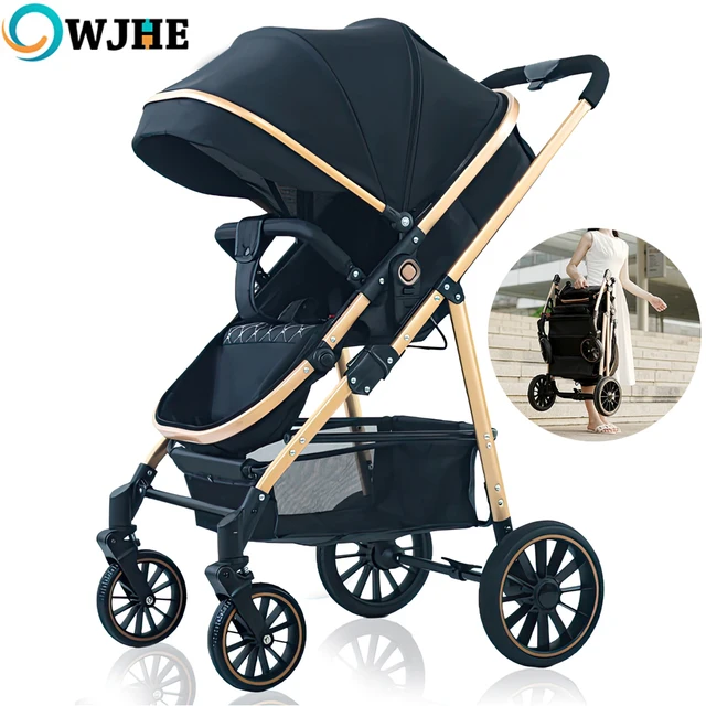 Poussette légère OWJHE pour bébé, poussette à quatre roues, poussette de voyage, poussette pliable haute, poussette tout-terrain 1