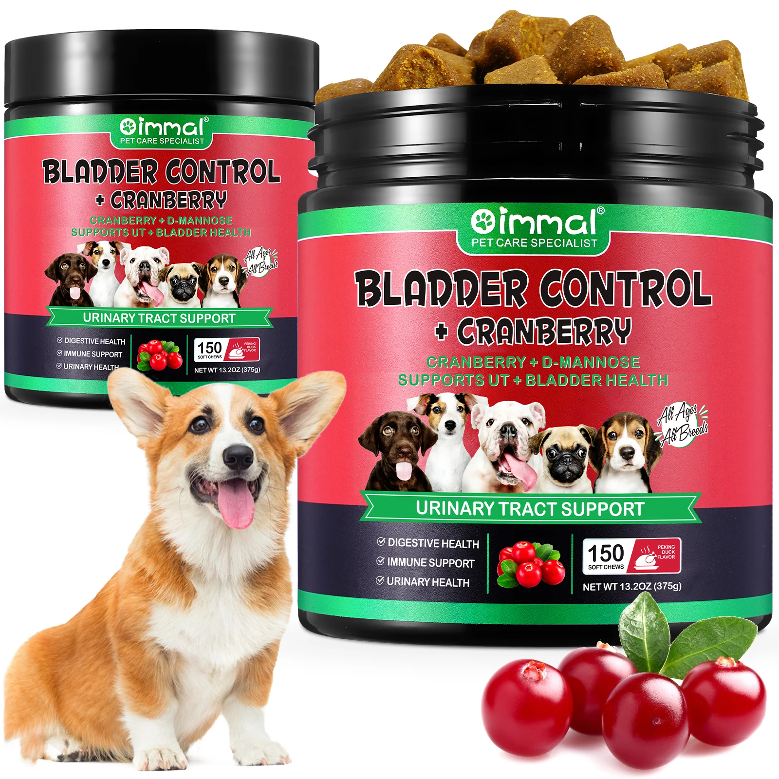 Cranberry Bladder Health for Dogs Active Ingredients Cranberry D-Mannose Support Dog Urinary Tract Kidney Health