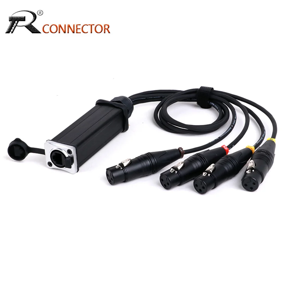 Wasserdichte rj45 cat5 Buchse an 4-Kanal 3pin xlr Buchse Multi-Netzwerk-Empfänger Audio kabel für Live-Bühne Home Studio-Aufnahme