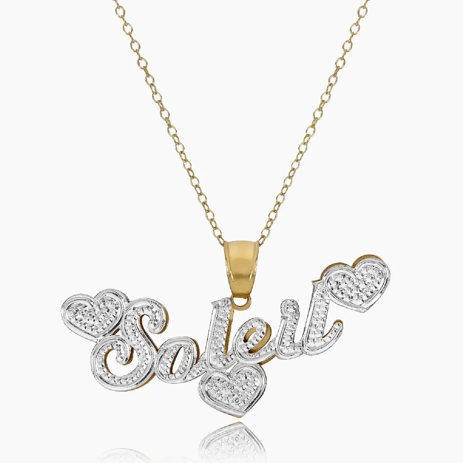 The Lovely Double Plated Name Necklace With Small Heart Custom 3D Nameplate Pendant Jewelry Gift  For Women