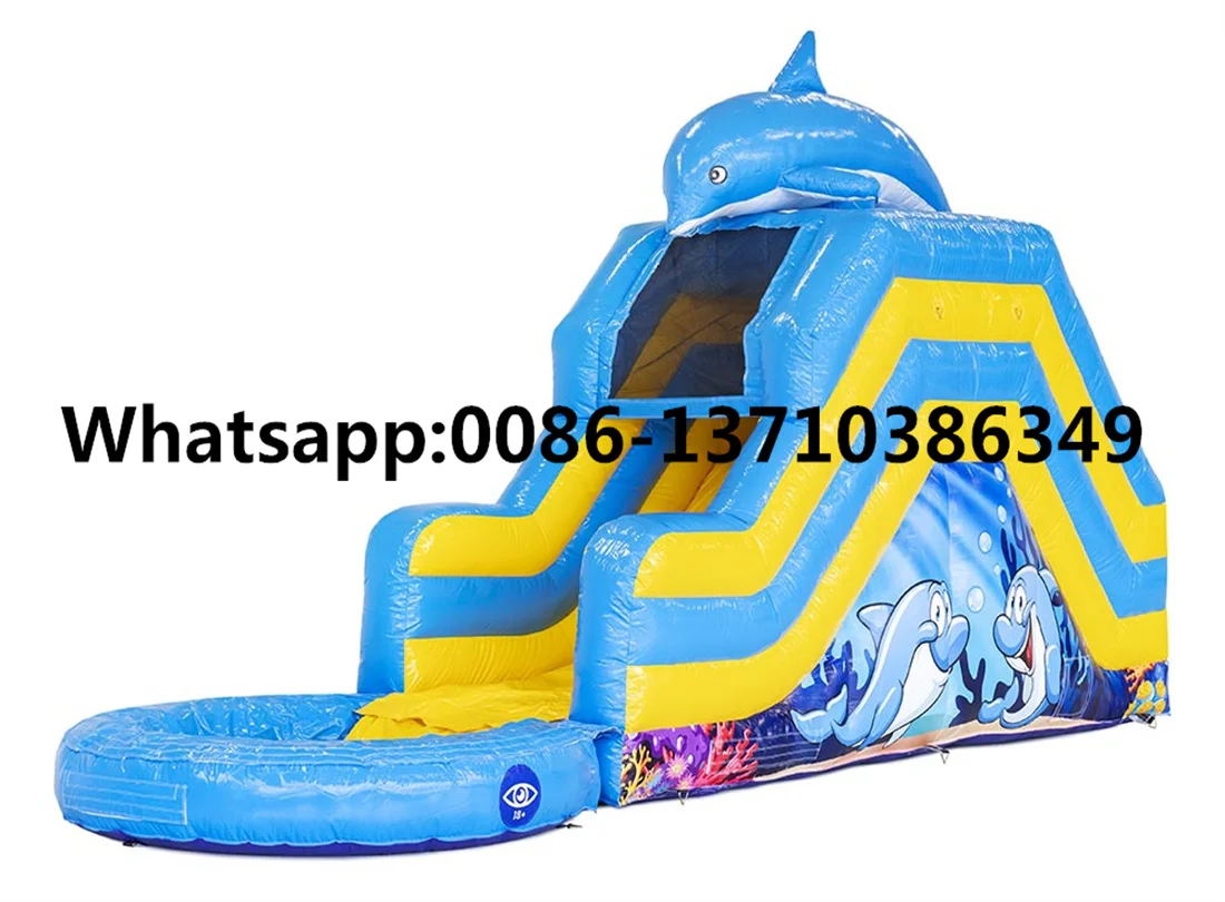 Commercial hot-selling outdoor dolphins, inflatable water, pool slide BD-075