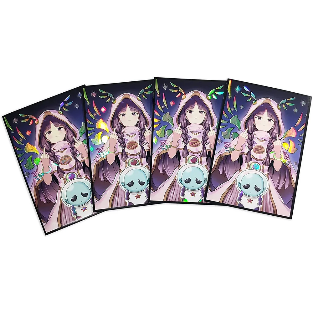 100PCS 63x90mm Trading Cards Protector Holographic Animation YuGiOh Card Sleeves Shield Laser Cute Card Deck Cover Japanese Size