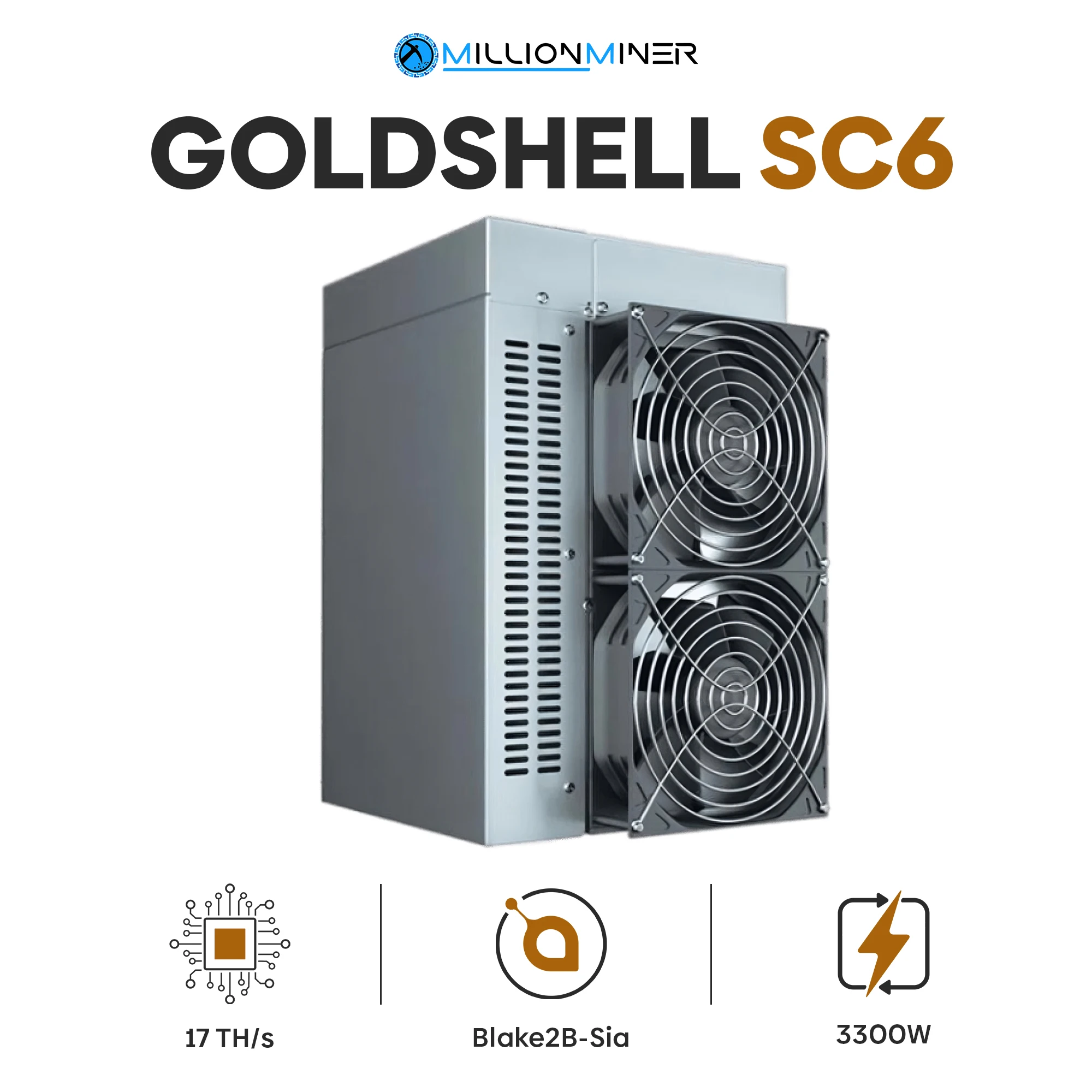 

Новинка, Золотая оболочка SC6 SE 17TH/s 3300 Вт (SIA)