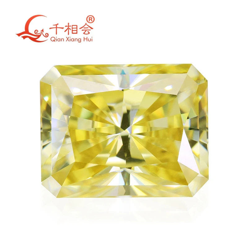 

Vivid yellow color retangle shape radiant cut shape Moissanite loose gemstone for jewelry making