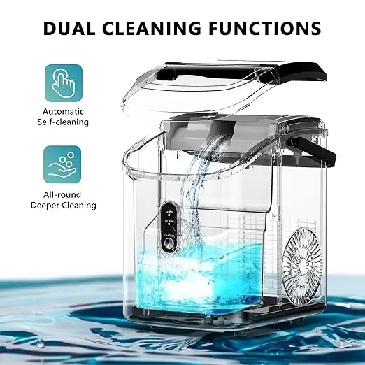 SIMZLIFE Nugget Ice Maker Countertop with Handle，Portable Ice Maker Machine,Auto-Cleaning, Ready in 6 Mins, 34.5lbs/24H,Black 4