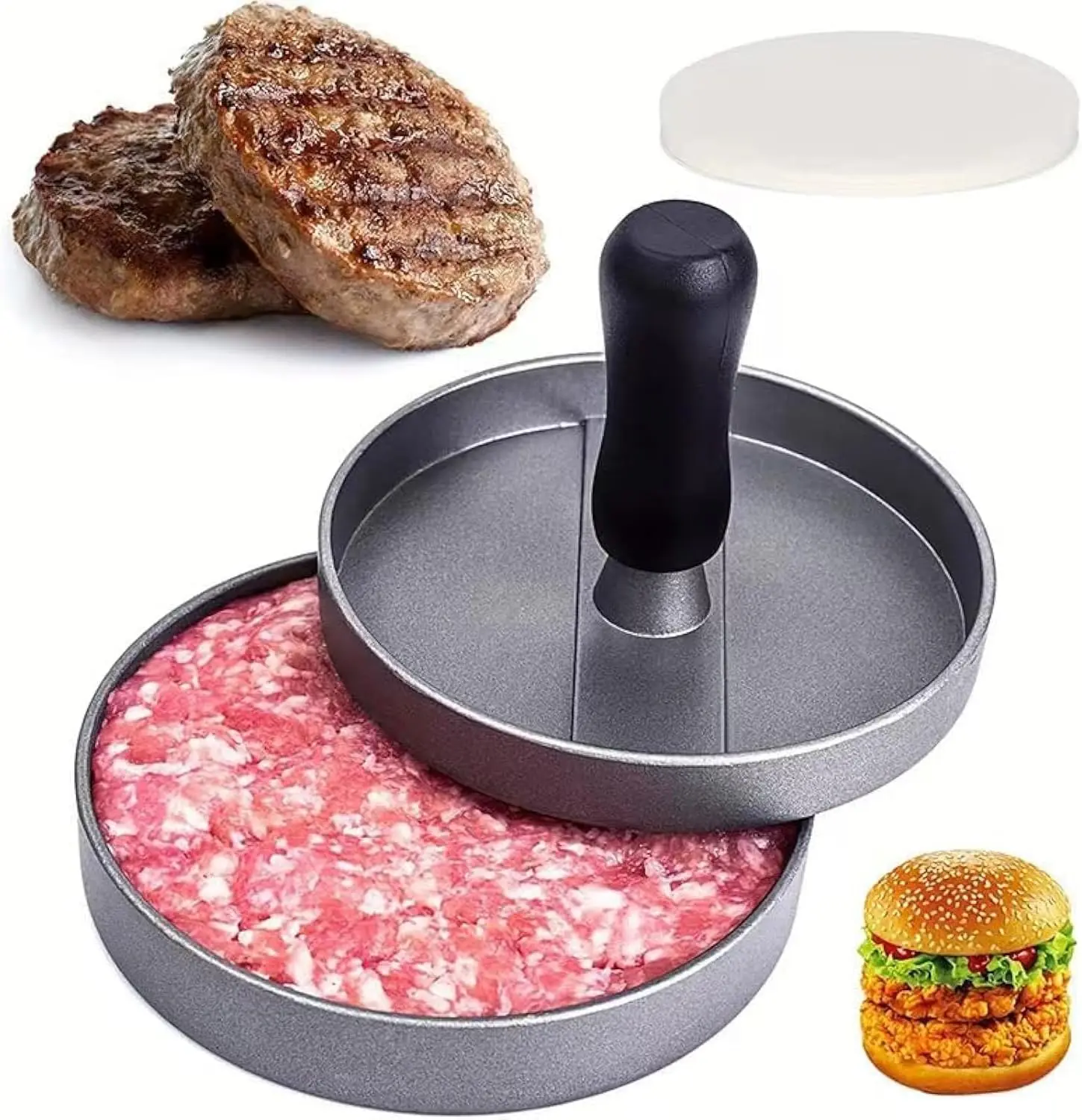 1pc Burger Press Non-Stick Hamburger Patty Maker Maker for Kitchen BBQ Grill Cooking Tool 2