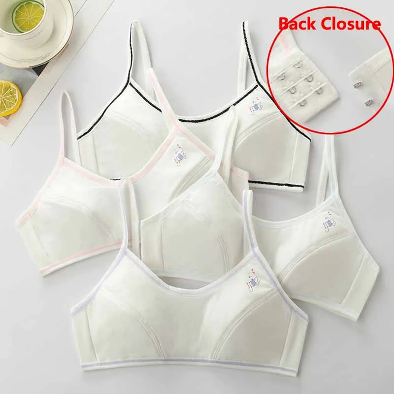 4Pcs Girls Training Bras Cotton Underwear Back Buckle Design Bralette Adolescent Comprehensive Breathable Teen Girl Sports Tops