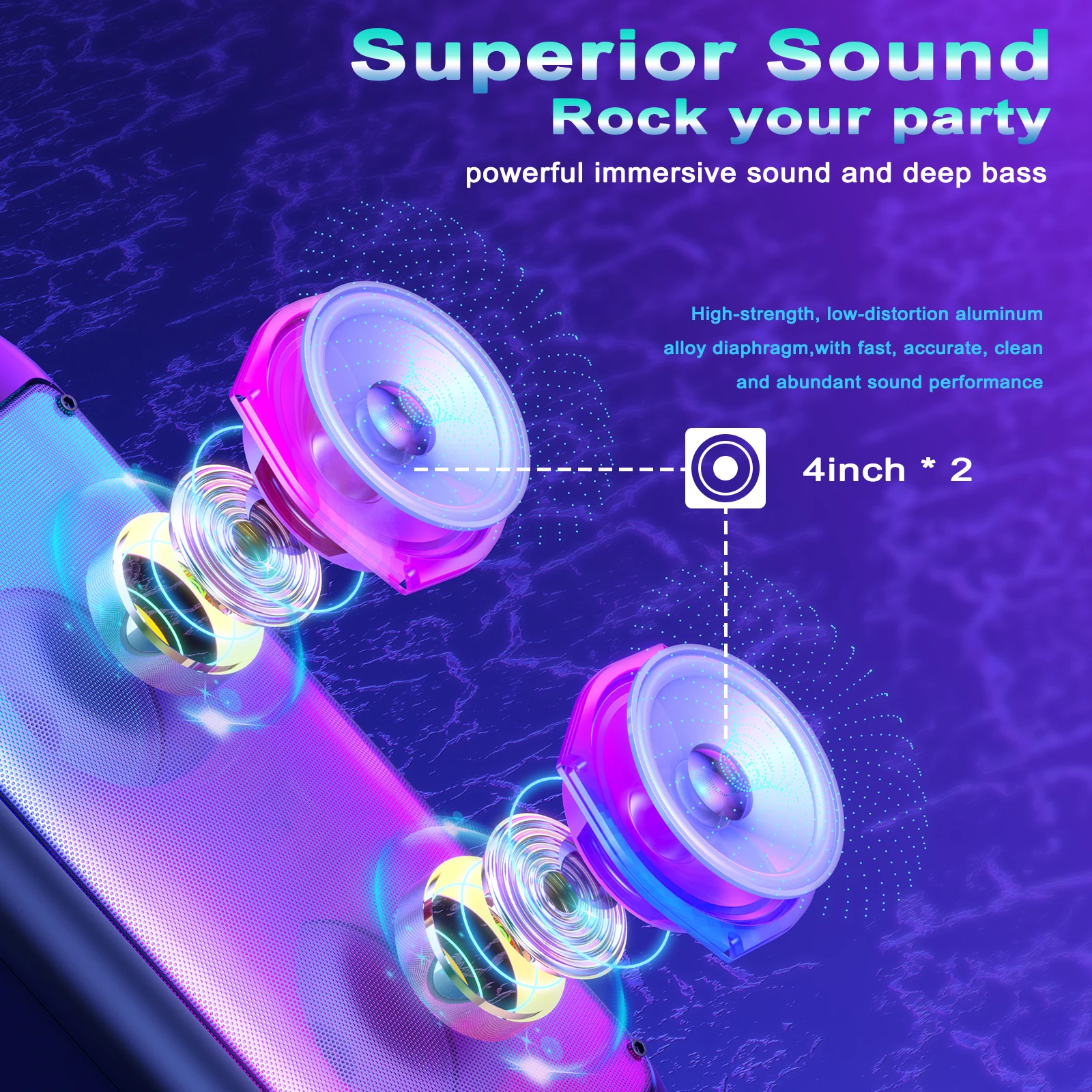 Wireless Bluetooth Speaker, Karaoke Machine With 2 Microphone, Home Karaoke Party Speaker With LED Light_voghion.com