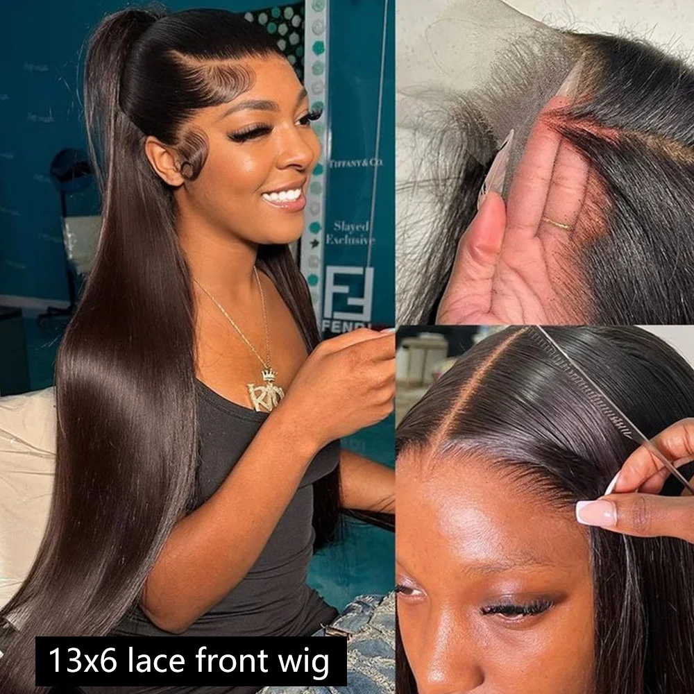 

Bone Straight Human Hair Wig 13x4 13x6 HD Transparent Lace Frontal Wig Brazilian Straight Lace Front Wigs On Sale For Women