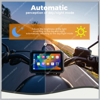 Navifly 7-inch Motorcycle GPS Navigation IPX7 Waterproof Wireless Carplay Android Auto Display Screen Portable Motobike Monitor 5