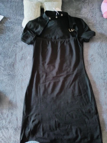 펑크 초커 스플릿 사이드 드레스 미니 드레스