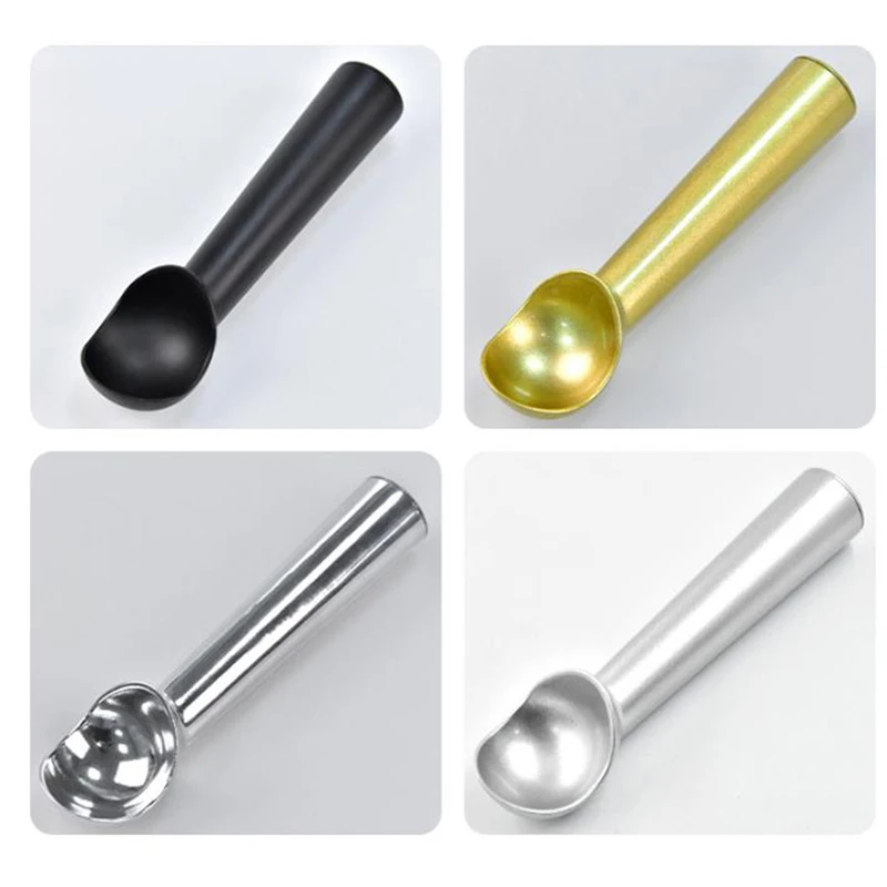 1pc Aluminum Alloy Material Stainless Silicone Ice Cream Spoon Portable Aluminum Alloy Anti-feeze Ice Maker ice cream bowl spoon set
