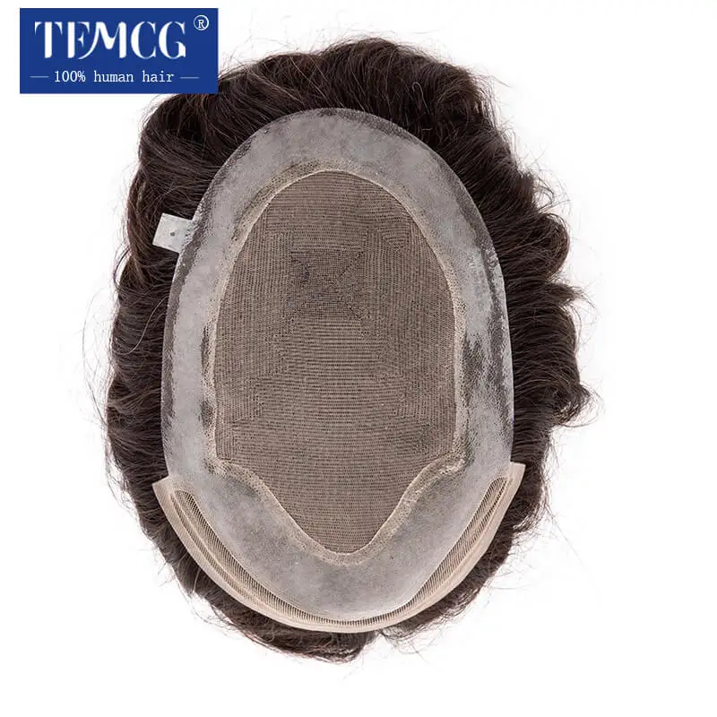 Male Hair Prosthesis Lace Front & Mono Top Durable Toupee Men Wig 100% Human Hair Exhuast Systems Unit Male Wig human hair toupee