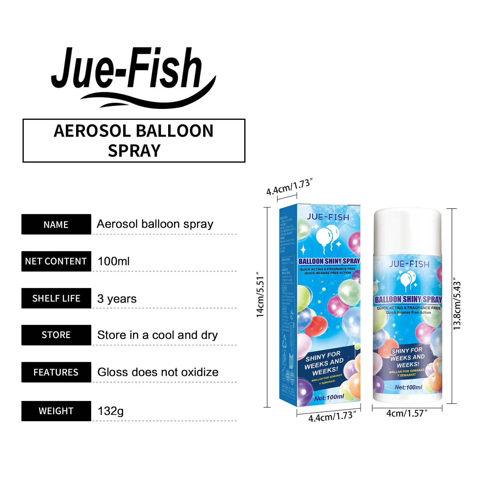 Jue-Fish 100ml Shiny Glow Balloon Spray Anti-Fading Polished Atmosphere Party Wedding Christmas Enhance Balloon Precise Mist