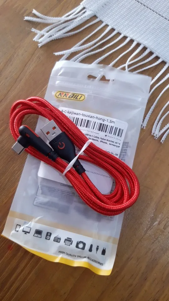 NNBILI 120W Fast Charging USB to C Cable, Nylon Braided, 90 ° Bend Design, Suitable for of Huawei，no xiaomi、iPhone、Samsung ﻿ photo review