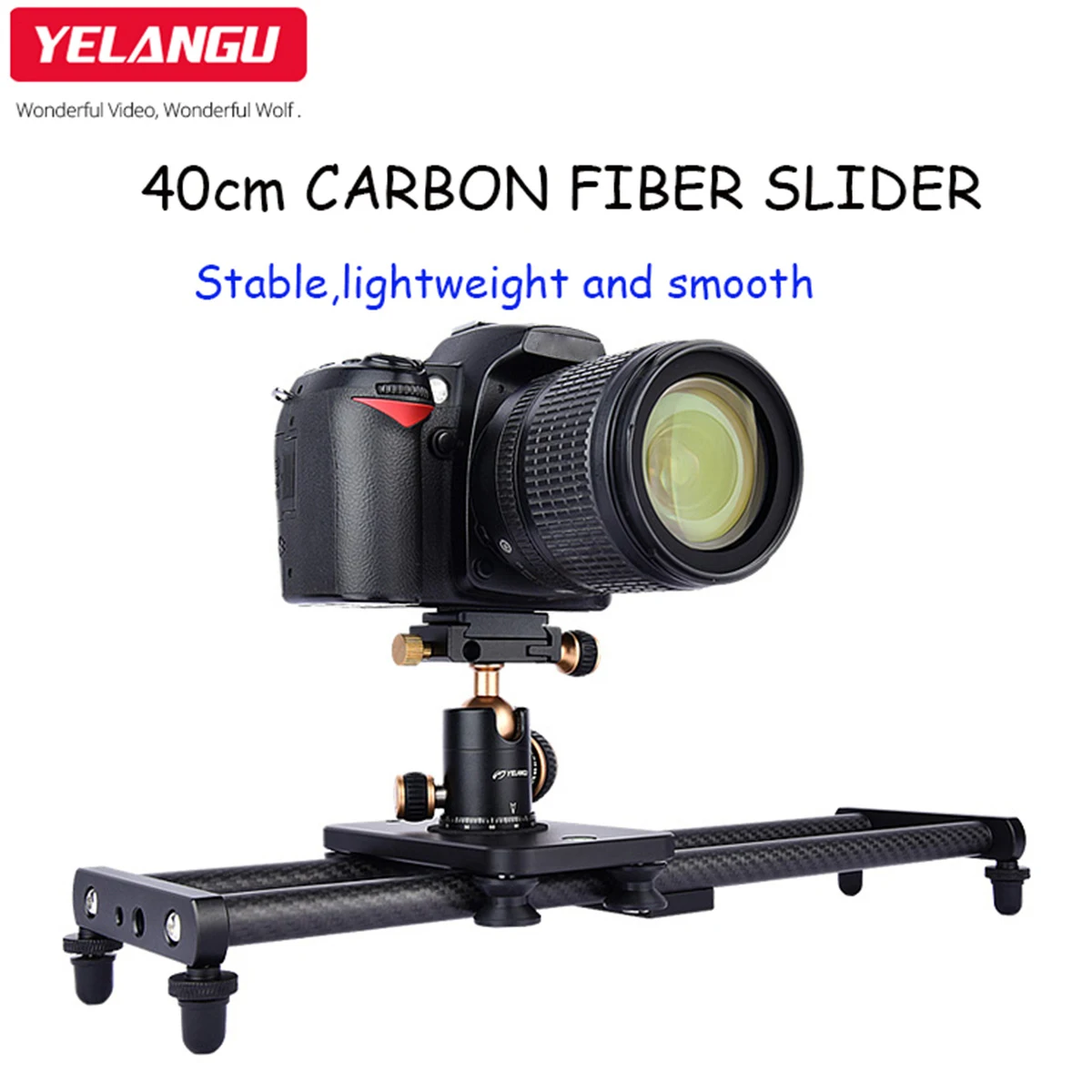 YELANGU Carbon Fiber Camera Track Slider for Canon Nikon Sony DSLR Smartphone Lightweight Smooth Video Stabilizer Rail 40CM camera track slider