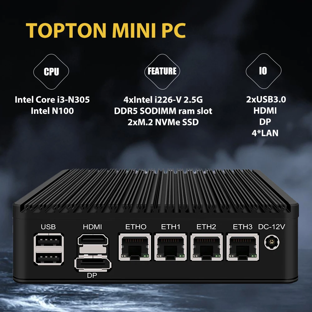 Nuovo X2C A Prezzi Accessibili Mini Pc Intel Serie N 8-Core N100 I3 N305 Host Senza Ventola Soft Route 2 * Pcie 4Xi226-V 2.5G Proxmox Host